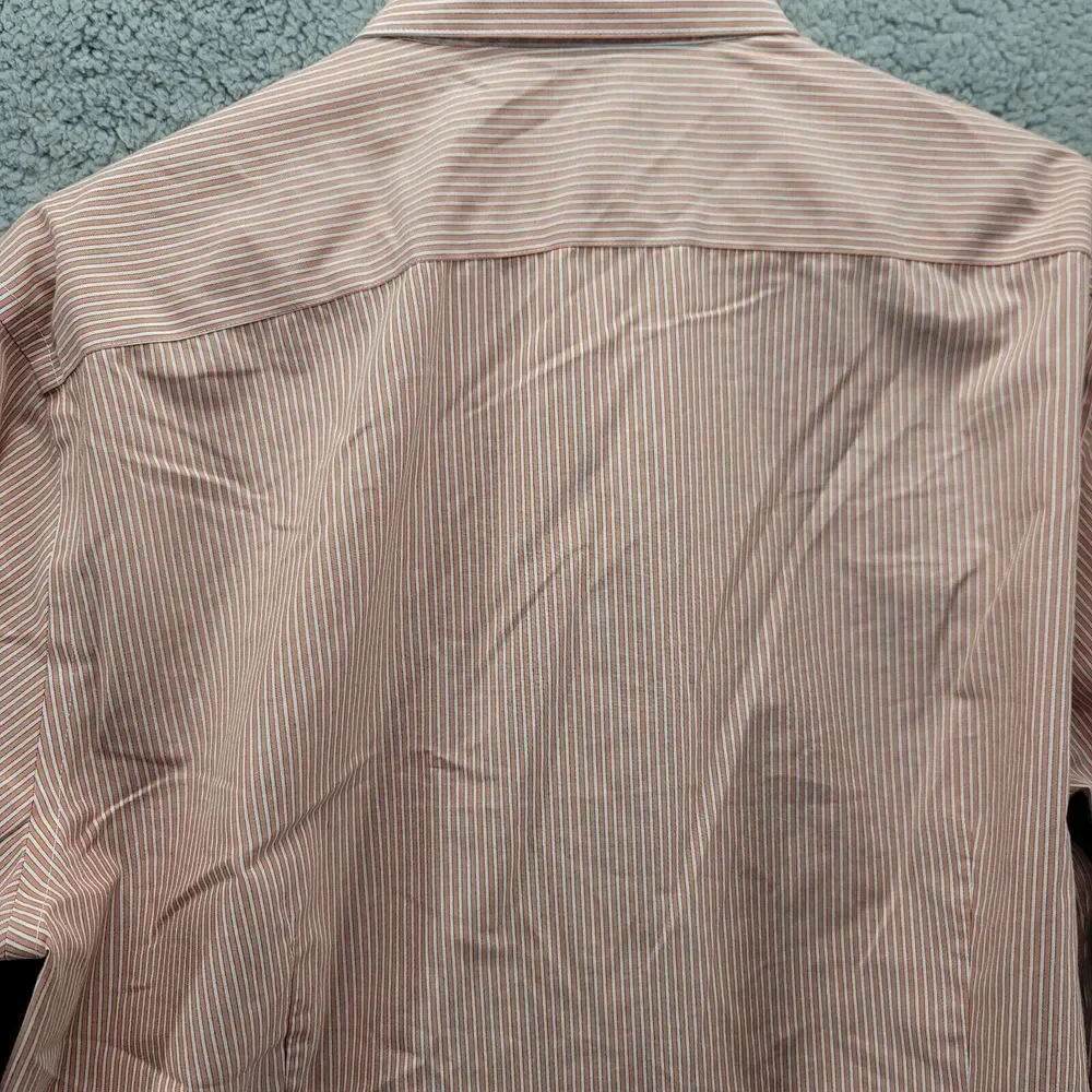 Banana Republic Shirt mens Large Pink stripped Non iron slim‎ fit Long Sleeve